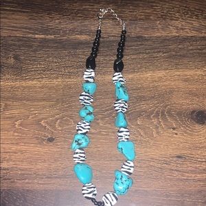 Turquoise and zebra chunky necklace